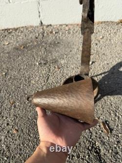 Antique Iron Blacksmith Hammered Candle Lantern Smoke Bell Footed Arts & Crafts