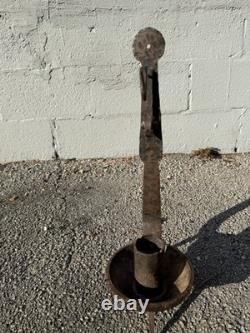 Antique Iron Blacksmith Hammered Candle Lantern Smoke Bell Footed Arts & Crafts