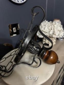 Antique Iron Large & Heavy Lantern Light Vintage Hanging Lantern Early 20th