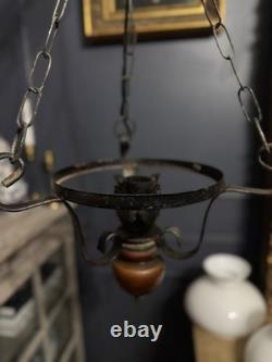 Antique Iron Large & Heavy Lantern Light Vintage Hanging Lantern Early 20th