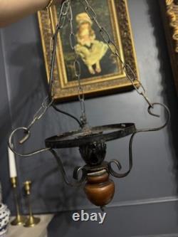 Antique Iron Large & Heavy Lantern Light Vintage Hanging Lantern Early 20th