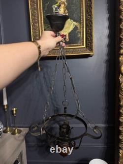 Antique Iron Large & Heavy Lantern Light Vintage Hanging Lantern Early 20th