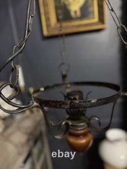 Antique Iron Large & Heavy Lantern Light Vintage Hanging Lantern Early 20th
