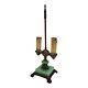 Antique Jadeite Candlestick Lamp Cast Iron Footed Art Nouveau 1940's Vintage