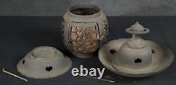 Antique Japan Buddhist temple lantern 1850 altar oil lamp
