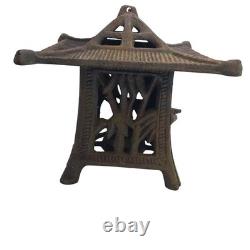 Antique Japanese Cast Iron Hanging Tea Light Lantern Pagoda