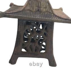 Antique Japanese Cast Iron Hanging Tea Light Lantern Pagoda