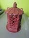 Antique Japanese Ikebana Cast Iron Lantern Red Vintage Outdoor Decor
