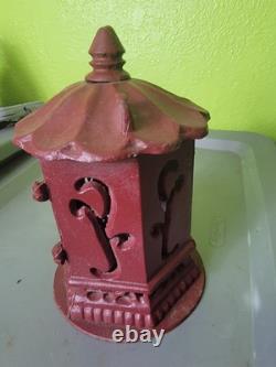 Antique Japanese Ikebana Cast Iron Lantern Red Vintage Outdoor Decor