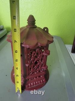 Antique Japanese Ikebana Cast Iron Lantern Red Vintage Outdoor Decor
