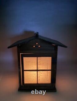 Antique Japanese Wooden Hanging Lantern TORO ANDON Candle stand Height32cm