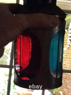 Antique John Phillips Light of London4 color Railroad OIL LAMP railway Lantern