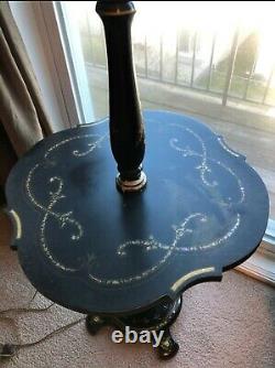 Antique Lantern Floor Lamp With Tray Table