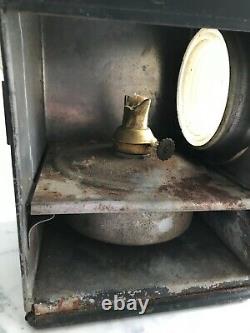 Antique Lantern Light Watchman Bladon Bham Black Lantern Mining Railroad Vintage