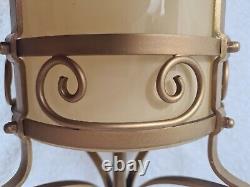 Antique Lanterns Pair Gilt with Opaque Glass Liners Vintage Light Shades Lamps