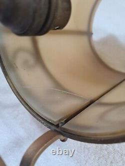 Antique Lanterns Pair Gilt with Opaque Glass Liners Vintage Light Shades Lamps