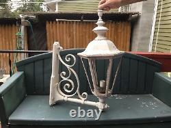 Antique Large 23 Tall 19 Bracket Outside Electric Lantern Lamp Cast Aluminum