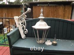 Antique Large 23 Tall 19 Bracket Outside Electric Lantern Lamp Cast Aluminum