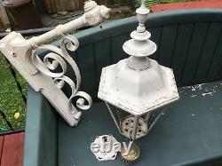 Antique Large 23 Tall 19 Bracket Outside Electric Lantern Lamp Cast Aluminum