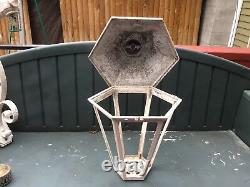 Antique Large 23 Tall 19 Bracket Outside Electric Lantern Lamp Cast Aluminum