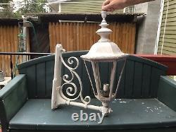 Antique Large 23 Tall 19 Bracket Outside Electric Lantern Lamp Cast Aluminum