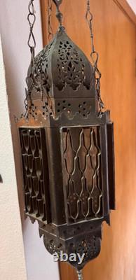 Antique Large Brass Moroccan Hanging Lantern