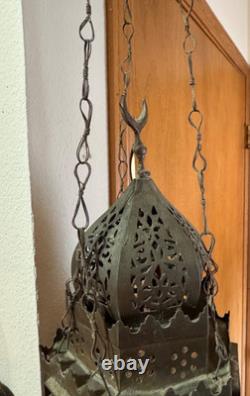 Antique Large Brass Moroccan Hanging Lantern
