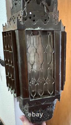 Antique Large Brass Moroccan Hanging Lantern