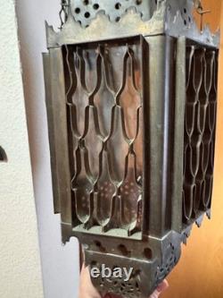 Antique Large Brass Moroccan Hanging Lantern