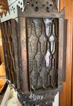 Antique Large Brass Moroccan Hanging Lantern