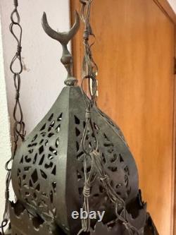 Antique Large Brass Moroccan Hanging Lantern