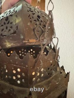 Antique Large Brass Moroccan Hanging Lantern