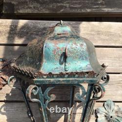Antique Large Heavy Wrought Iron Hanging Lantern Outside Porch Light Project
