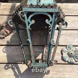 Antique Large Heavy Wrought Iron Hanging Lantern Outside Porch Light Project