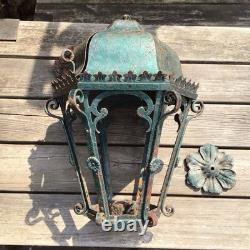 Antique Large Heavy Wrought Iron Hanging Lantern Outside Porch Light Project
