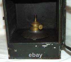 Antique Late 19th Century Whale Oil Lantern with Clear & Red Lens 15-1/2 high