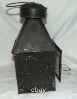 Antique Late 19th Century Whale Oil Lantern with Clear & Red Lens 15-1/2 high
