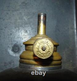 Antique Late 19th Century Whale Oil Lantern with Clear & Red Lens 15-1/2 high