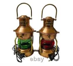 Antique Light Boat Marine Vintage Maritime Copper finish Glass Lantern Ship lamp