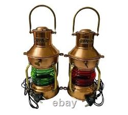 Antique Light Boat Marine Vintage Maritime Copper finish Glass Lantern Ship lamp