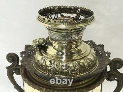 Antique MILLER Brass Fancy Oil Lamp Electrified Parlor Banquet Hurricane Lantern