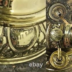 Antique MILLER Brass Fancy Oil Lamp Electrified Parlor Banquet Hurricane Lantern