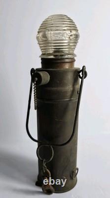 Antique Marine Lamp Carry Oil Lantern Brass Light Beehive Top Nautical Ship