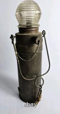 Antique Marine Lamp Carry Oil Lantern Brass Light Beehive Top Nautical Ship