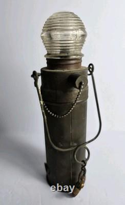 Antique Marine Lamp Carry Oil Lantern Brass Light Beehive Top Nautical Ship