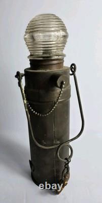 Antique Marine Lamp Carry Oil Lantern Brass Light Beehive Top Nautical Ship