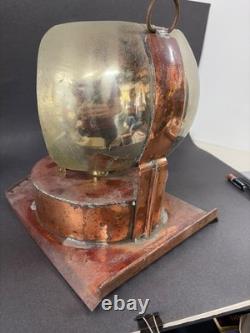 Antique Maritime Copper Kerosene Reflector Lantern with Sherwoods Ltd Birmingham