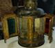 Antique Maritime Metal Lantern with Red and Green Glass Panels