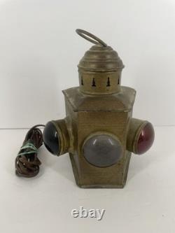 Antique Maritime Signal Lantern Brass Copper Multi-Color Lens Converted Electric