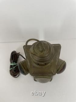 Antique Maritime Signal Lantern Brass Copper Multi-Color Lens Converted Electric